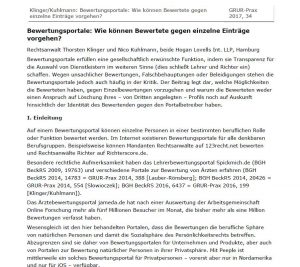 Kuhlmann – Bewertungsportale – Premonition (German)